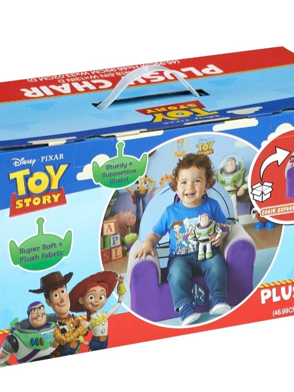 Toy Story Purple Kids Plush Chair Disney Figural Foam Chair, Buzz Lightyear, 20"